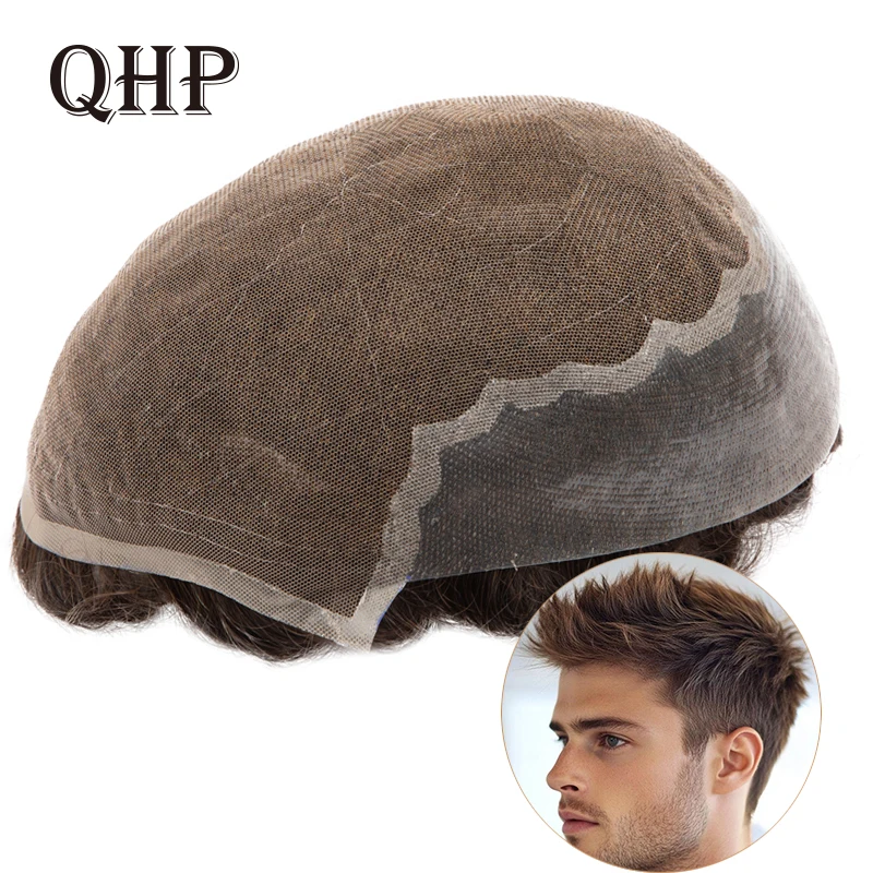 

Парики, человеческие волосы для мужчин, Q6, протез для волос, мужской 6 дюймов, мужской капиллярный протез, прямая волна, мужская система волос, естественная линия волос