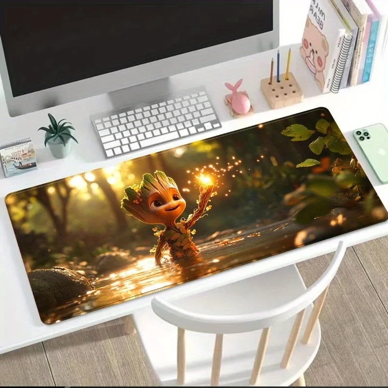 Marvel Universe Groot & Rocket Mauspad – rutschfeste Gummi-Schreibtischunterlage mit lebendigem Walddesign, perfekt für Gaming und Bürogebrauch,