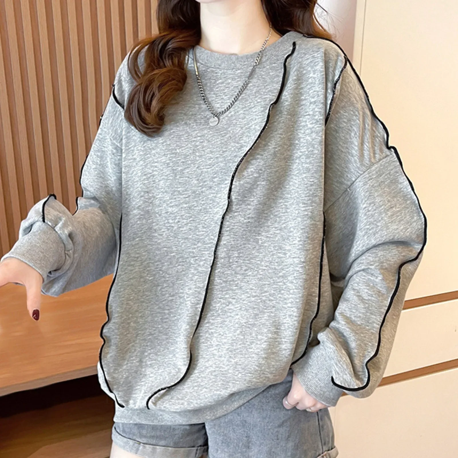 Sudadera Harajuku de estilo BF para mujer, Tops negros de Hip-hop, sudaderas para adolescentes, ropa de calle diaria que combina con todo, jersey de moda de otoño 2023