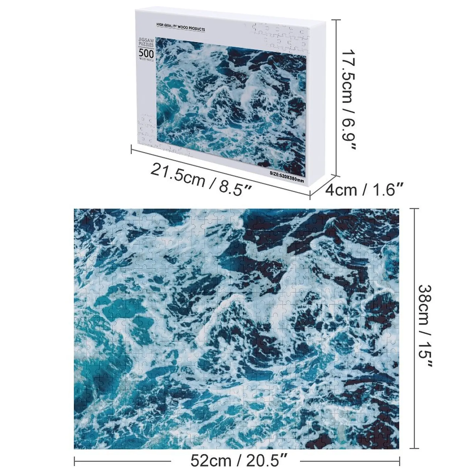 الفيروز الأزرق المحيط موجات بازل قطع رواية لعب للأطفال 2022 خشب للكبار مخصص خشبية هدية لغز