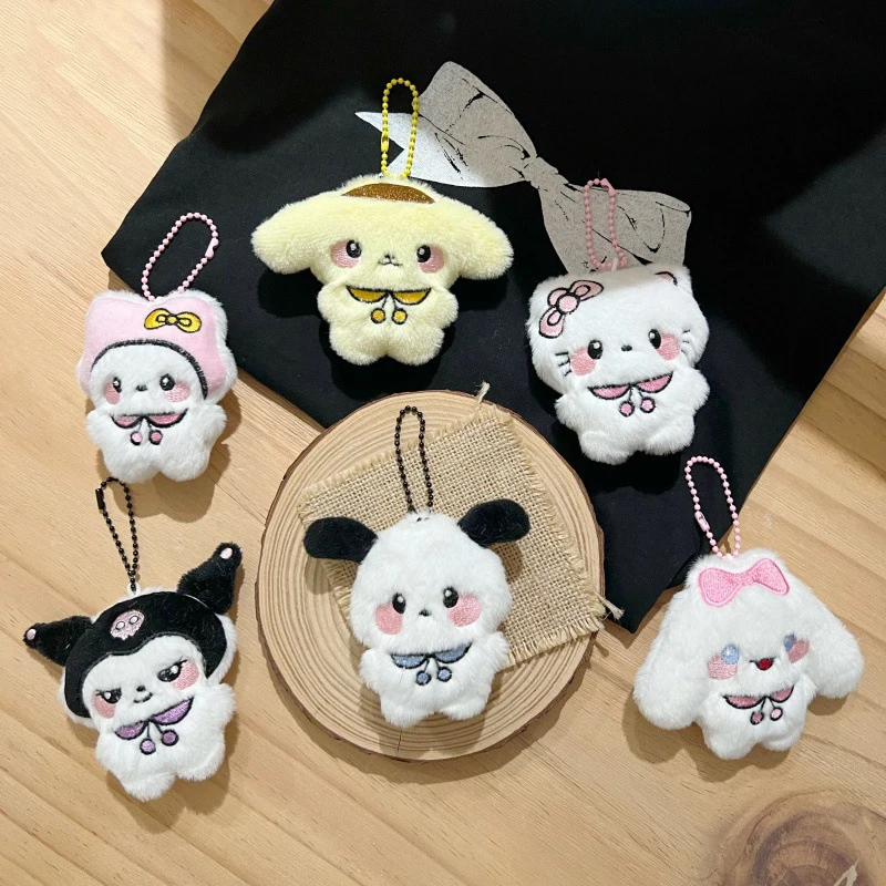 Sanrio Plüsch Schlüssel anhänger Puppe Hallo Kitty Puppe Perle Kette Schlüssel ring Anime gefüllt Rucksack Anhänger Melodie Cinna moroll niedlichen Mädchen Spielzeug