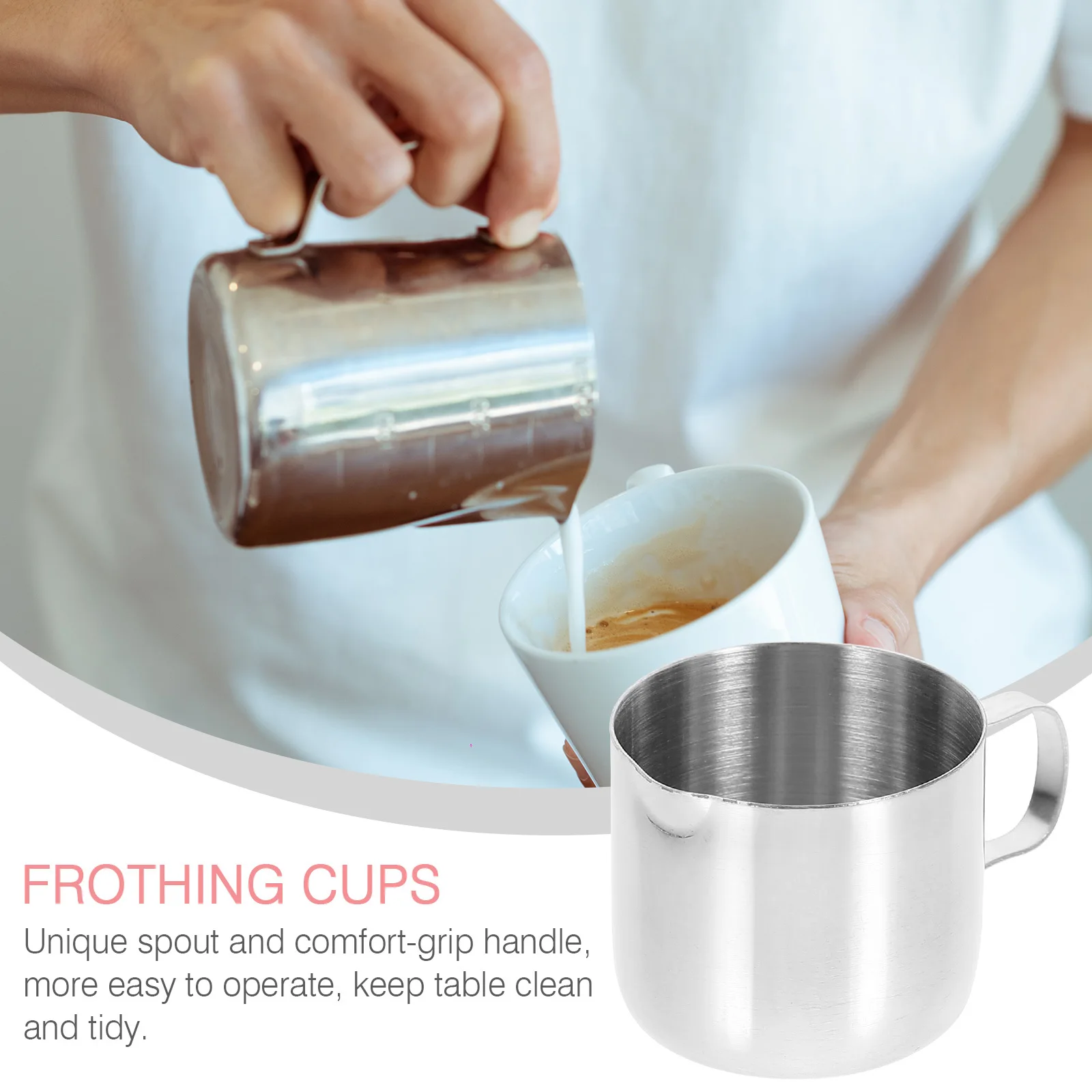 

2pcs Stainless Steel Milk Pitcher 30Ml Latte Art Cup Coffee Frothing Jug For Cappuccino Espresso Creamer Serving Tool