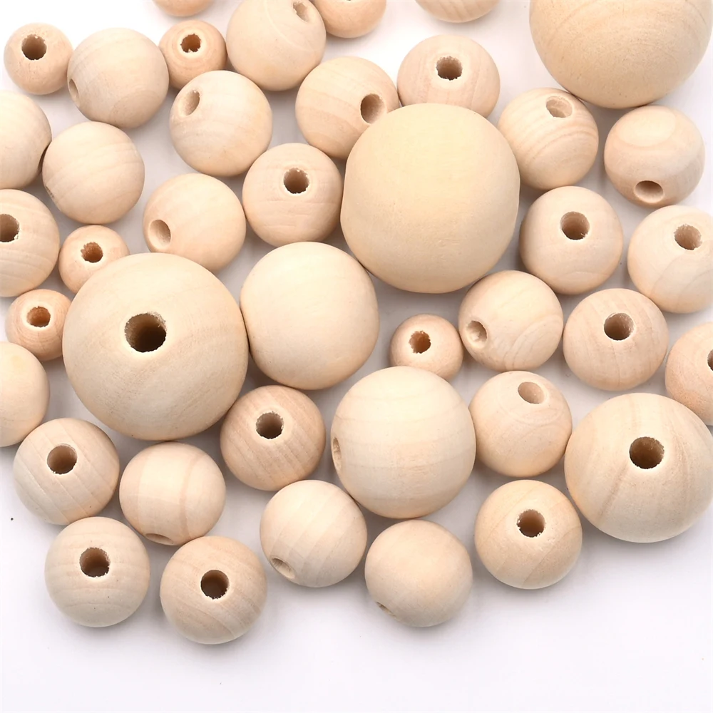 

18/20/25mm Natural Round Wooden Beads for Jewelry Making Charm Unfinished Diy Bracelet Tassel Round Wood Spacer Beads Wholesale