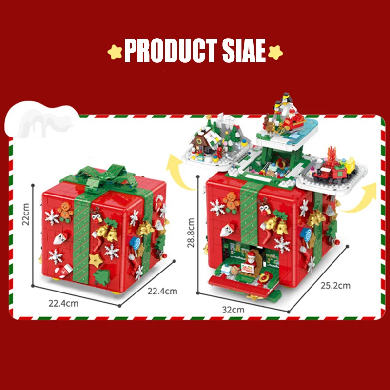 MOC Ideas Kerstverrassingsdoos Modelbouwstenen Sets - Muziek, verlichting, wenskaartdecoratie Speelgoed Kerstcadeaus voor kinderen