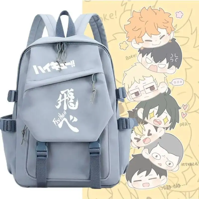 

Anime Game Black Blue White Haikyuu Student Teens School Bags Large Capacity Mochilas Backpacks For Gift