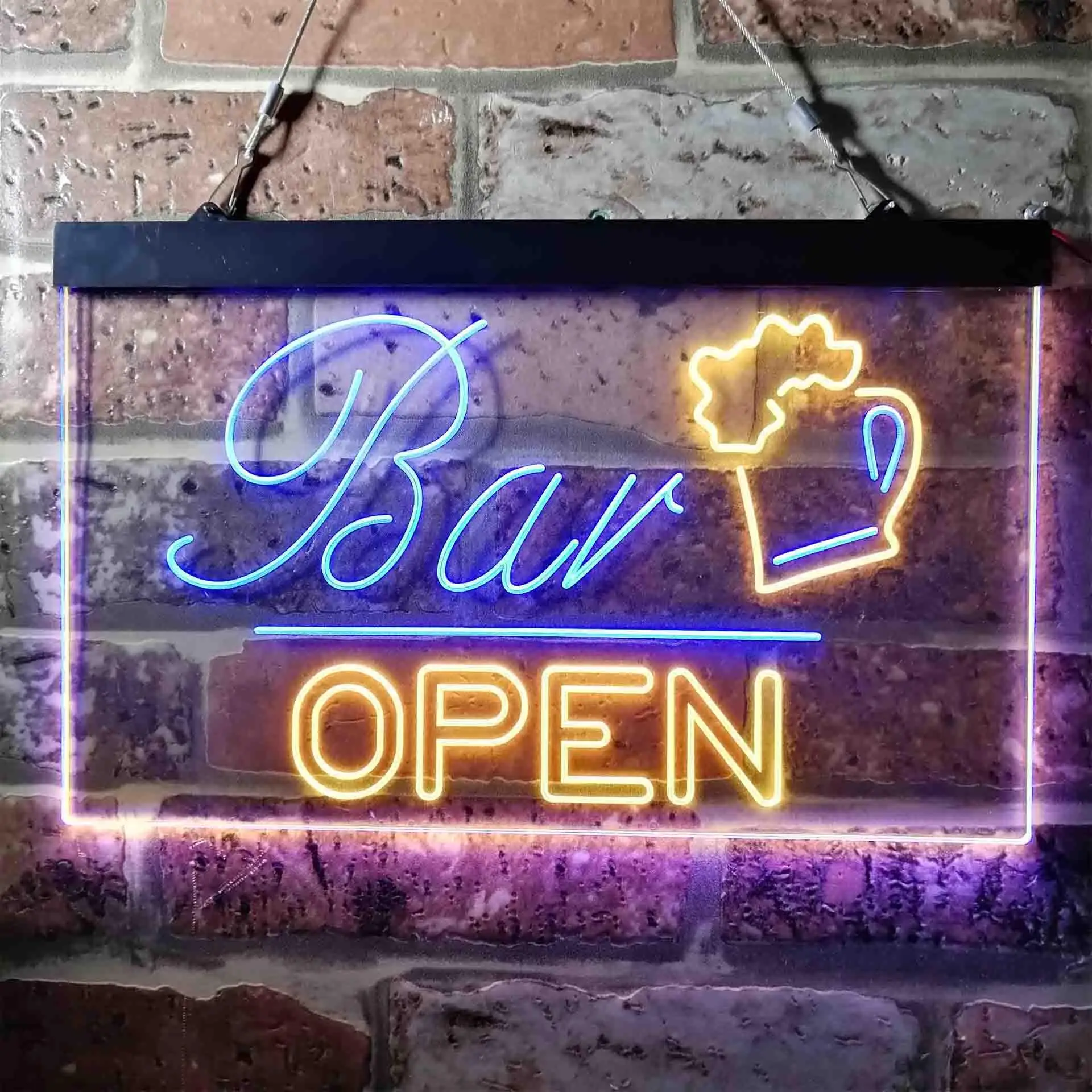 Bar Open. Beer Mug Cheers Dual Color Led Neon Sign st6-i3650