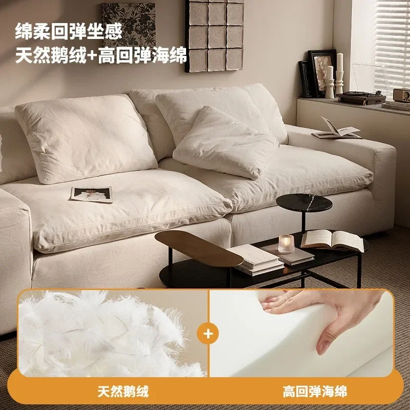 Divano Cloud, crema, piumino, moderno, semplice, piccolo appartamento, soggiorno, tessuto