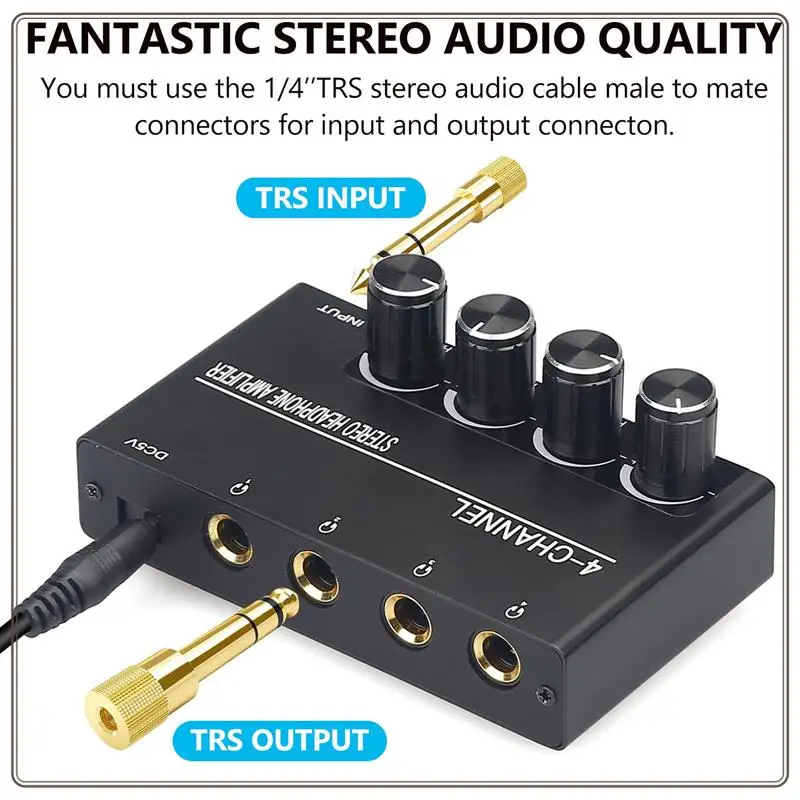 Reliable-Headphone Amplifier Compact Stereo Earphone Amplifier Audio Amplifier 4 Channels For 6.35MM Jack With Volume Control Du