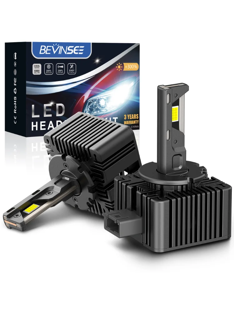 BEVINSEE 80W 8000LM Super Bright LED Car Lights CANBUS D1S D1R D3S D3R D2S D5S Remplace les ampoules de phares HID Xenon LED 6000K 12V