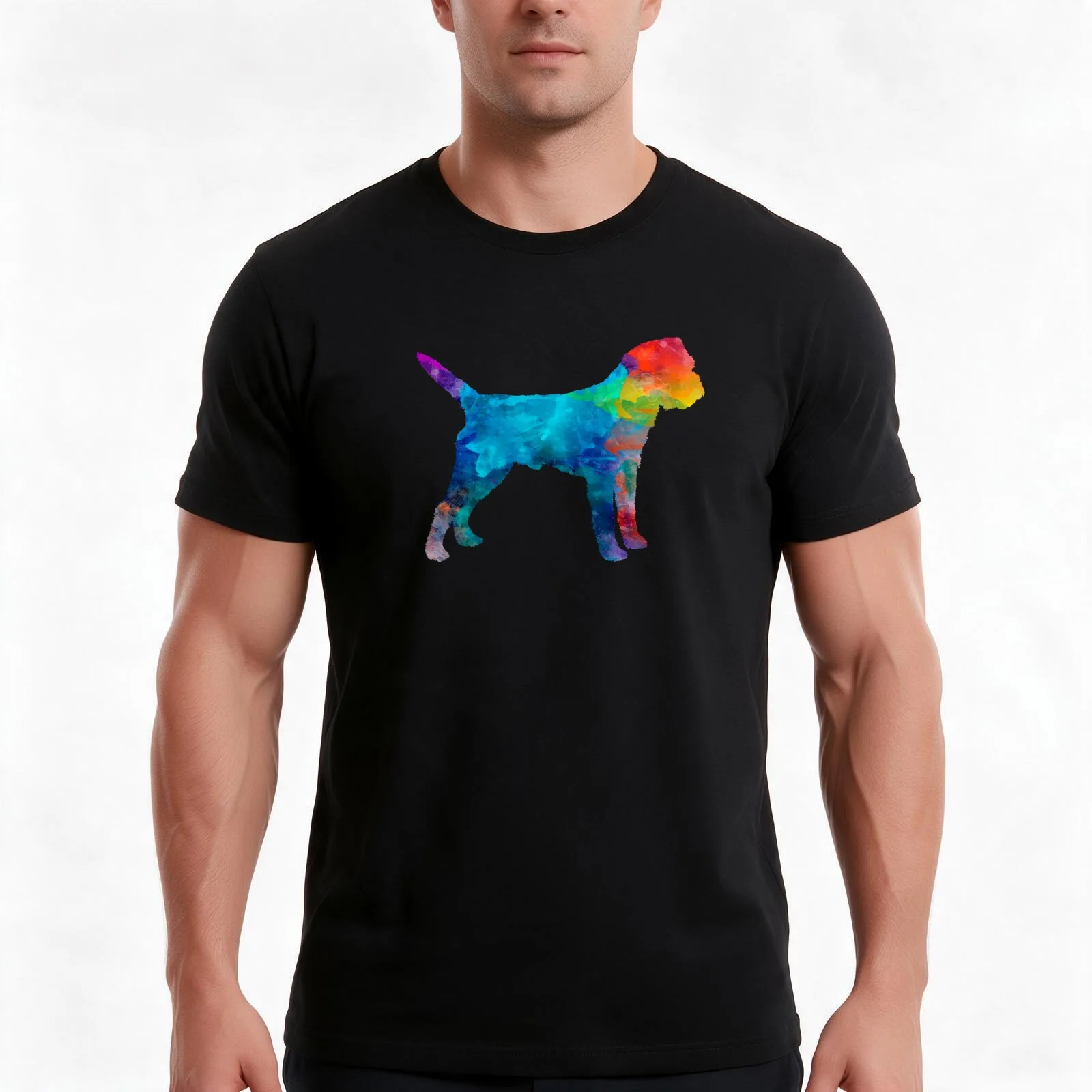 Border Terrier in watercolor T-Shirt, Summer Casual Cotton Tee, Oversized Streetwear Tops, Vintage Graphic Print, 100% Cotton
