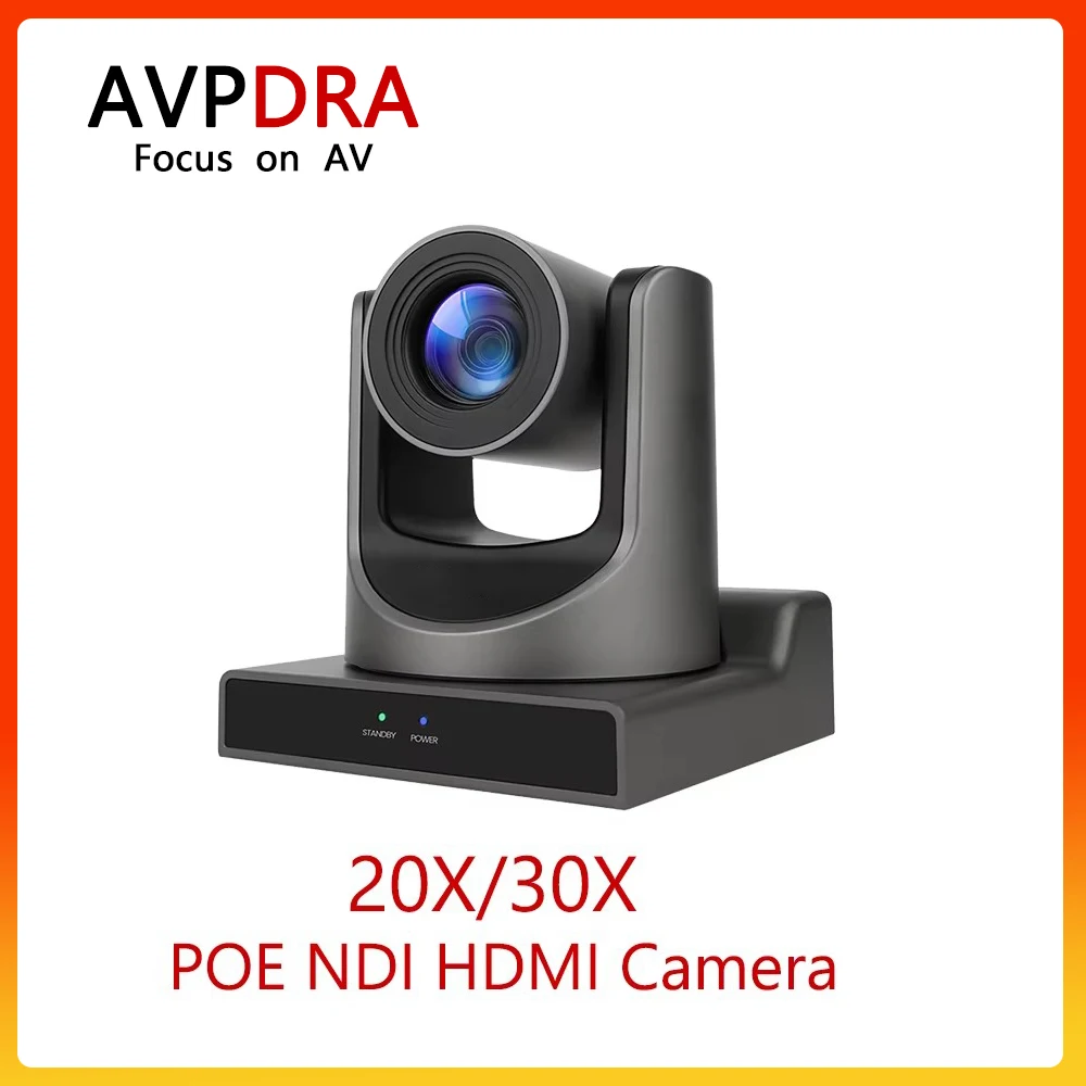 

AVPDRA NDI POE PTZ Camera 30x Optical + 8x Digital Zoom, high-Speed PTZ,3G-SDI+HDMI+IP Streaming Outputs Video Conference Camera