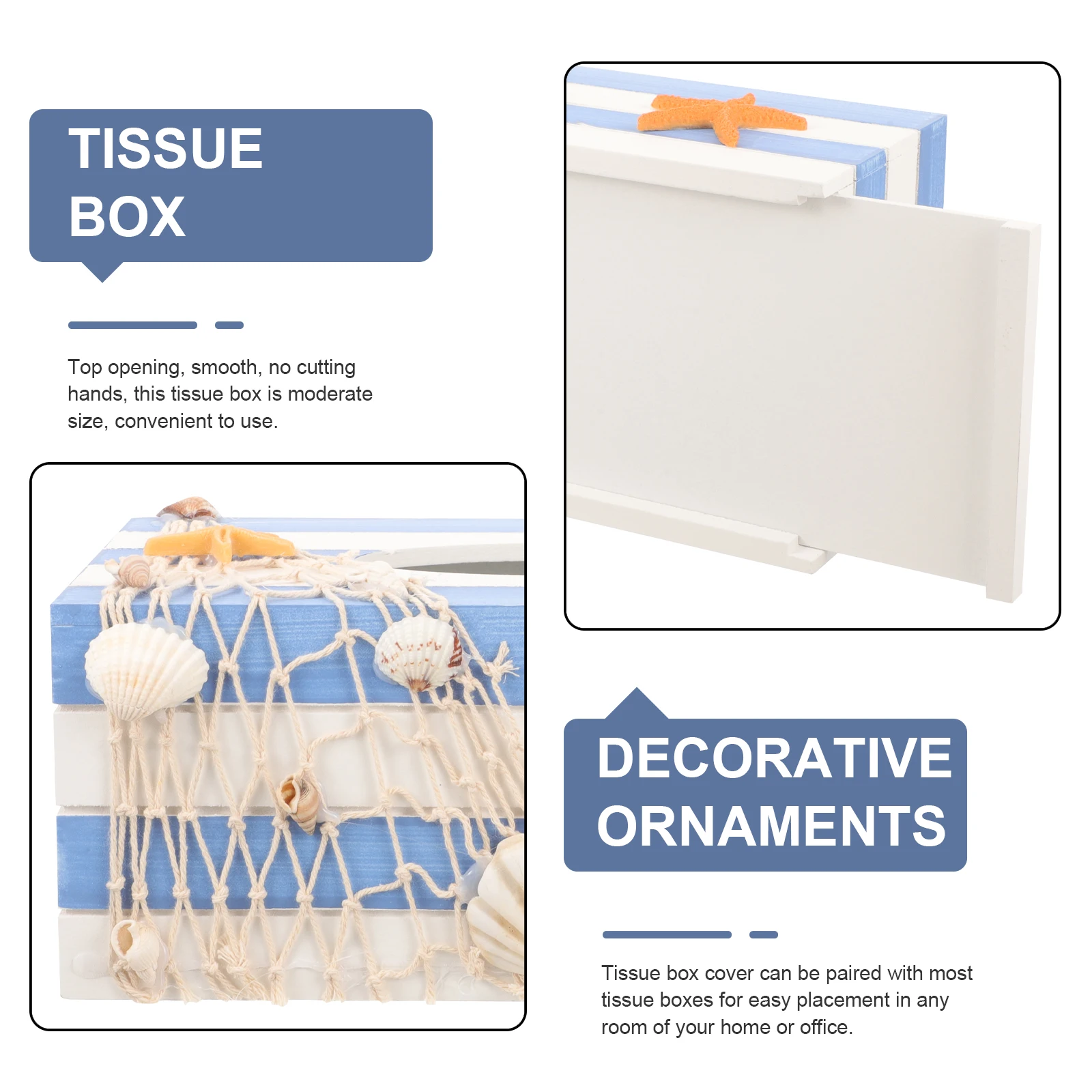 

Tissue Box Mediterranean Style Compact Size Wood Storage For Home Office Bedroom Living Room Napkin Holder