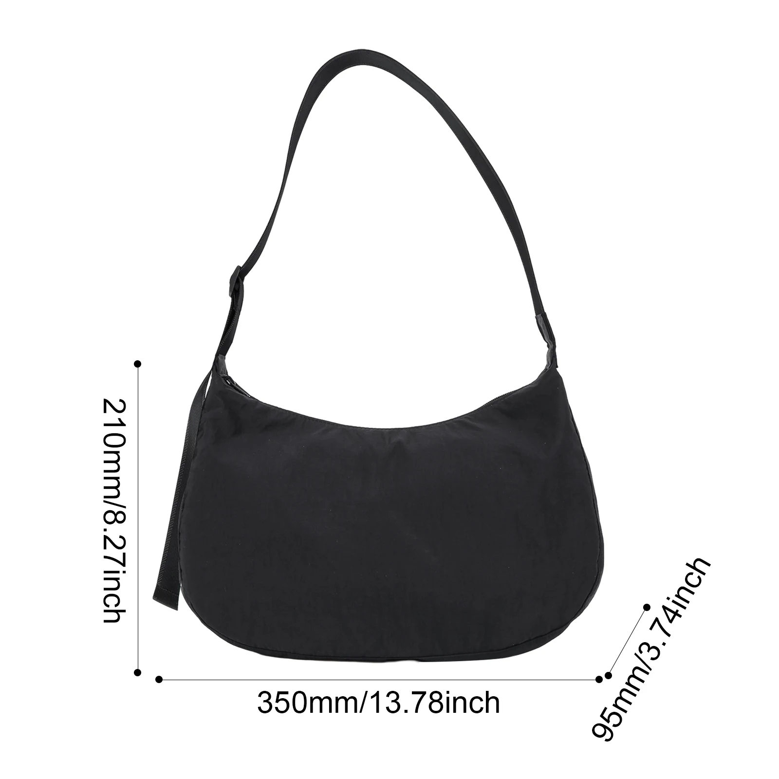 Women Nylon Shoulder Bag Zipper Crescent Bag Casual Fashion Tote Bag Satchel Hobo Bag Girl Stylish Purse - view 6