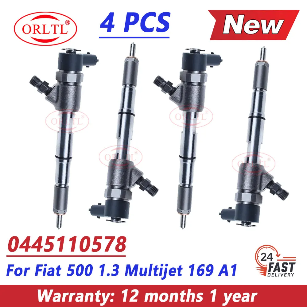 4 PCS ORLTL New Common Rail Injector 0445110578 Diesel Nozzle 0 445 110 578 for Fiat 500 1.3 Multijet 169 A1 0445 110 578