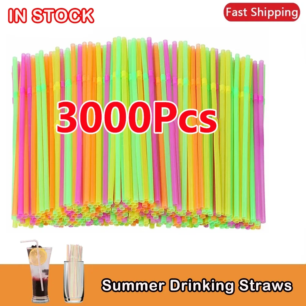 50-3000PCS Multicolor Drinking Straws Bar Party plastique Beverage Straw Kunststof Straws Wedding Kitchen Straws Wholesale