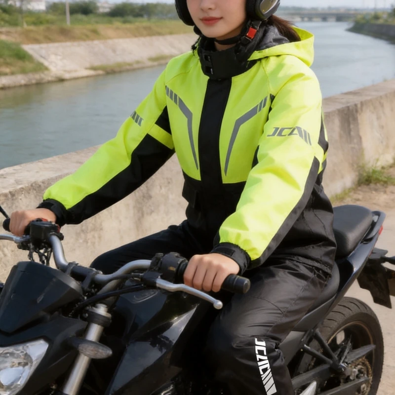 Waterproof Reflective Motorcycle Rain Suit 2-Piece Split Jacket & Pants Set for Men Women Riding Outdoor Rain Gear Rain Suit Set
