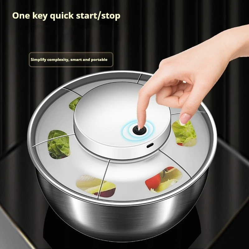 Multifunctional Vegetable Dehydrator Electric Quick Clean Dryer Fruit & Vegetable Wet & Dry Separate Drain Salad Spinner Kitchen