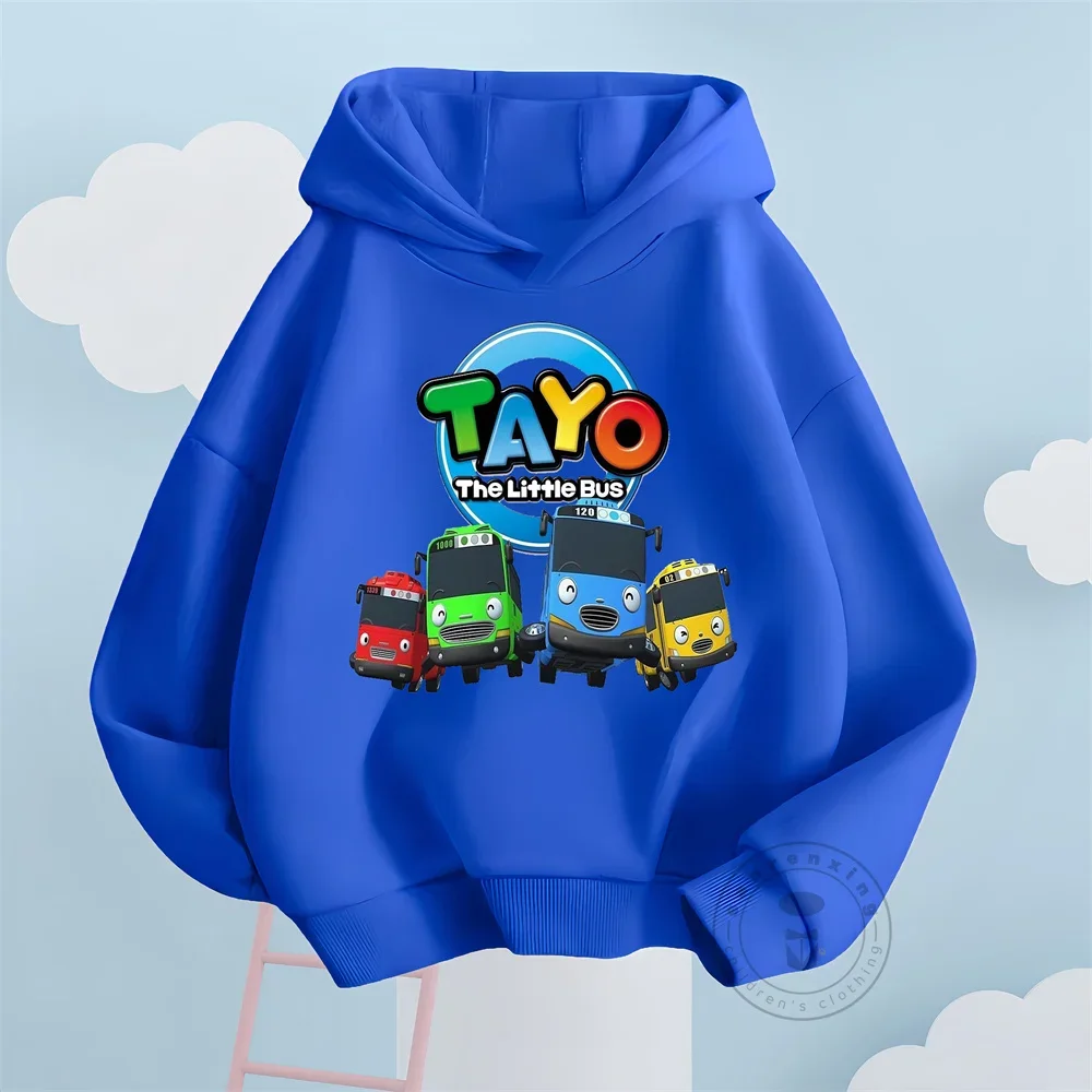 Fashion Kids Hoodies Cute Tayo And Little Friends Cartoon Graphic Printing Boys Girls Birthday Costume Children Sweatshirt Tops