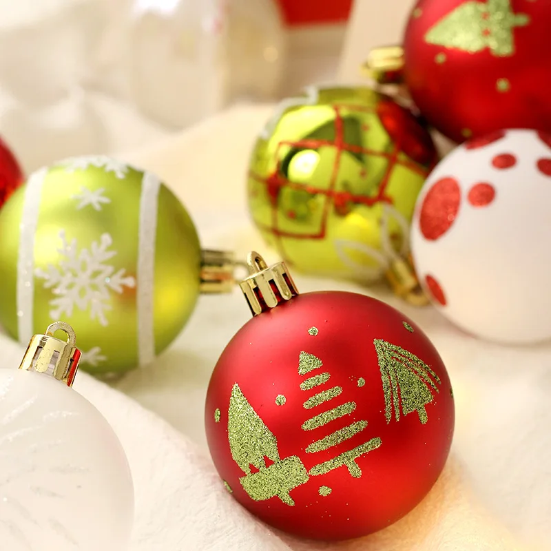 16pcs Christmas Tree Ornaments Hanging Ball Decoration Christmas Balls Tree Hanging Decor Xmas Party Supplies