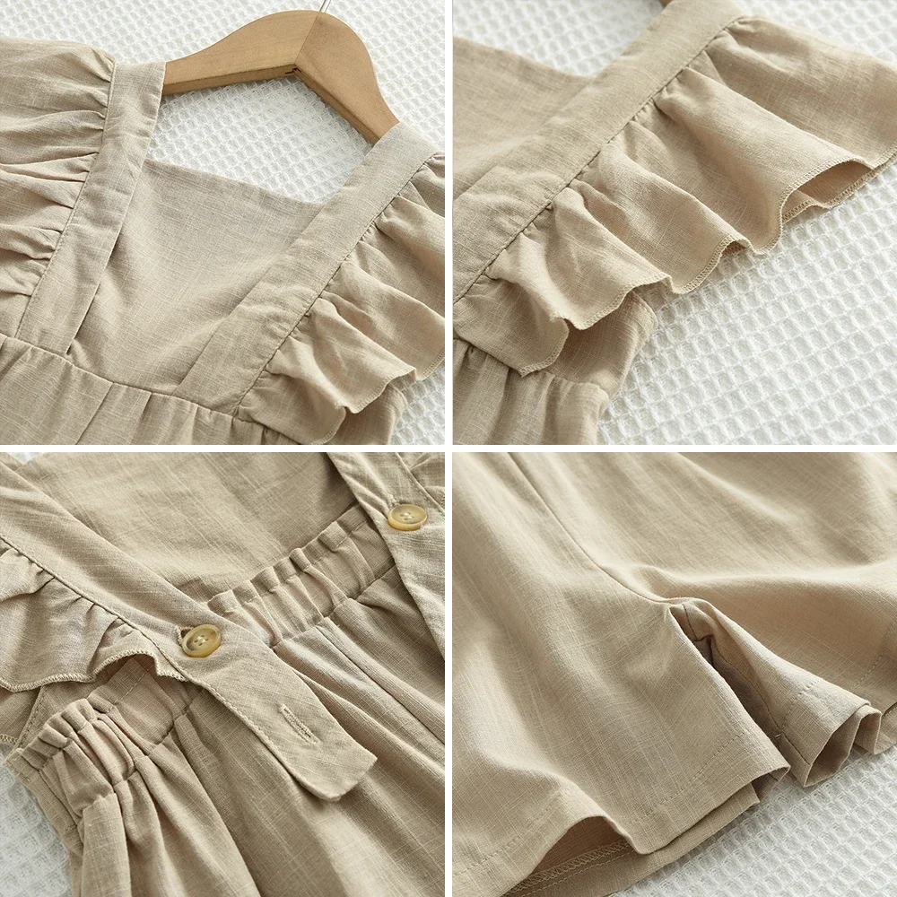 Girls Cotton Flying Sleeve Romper 6
