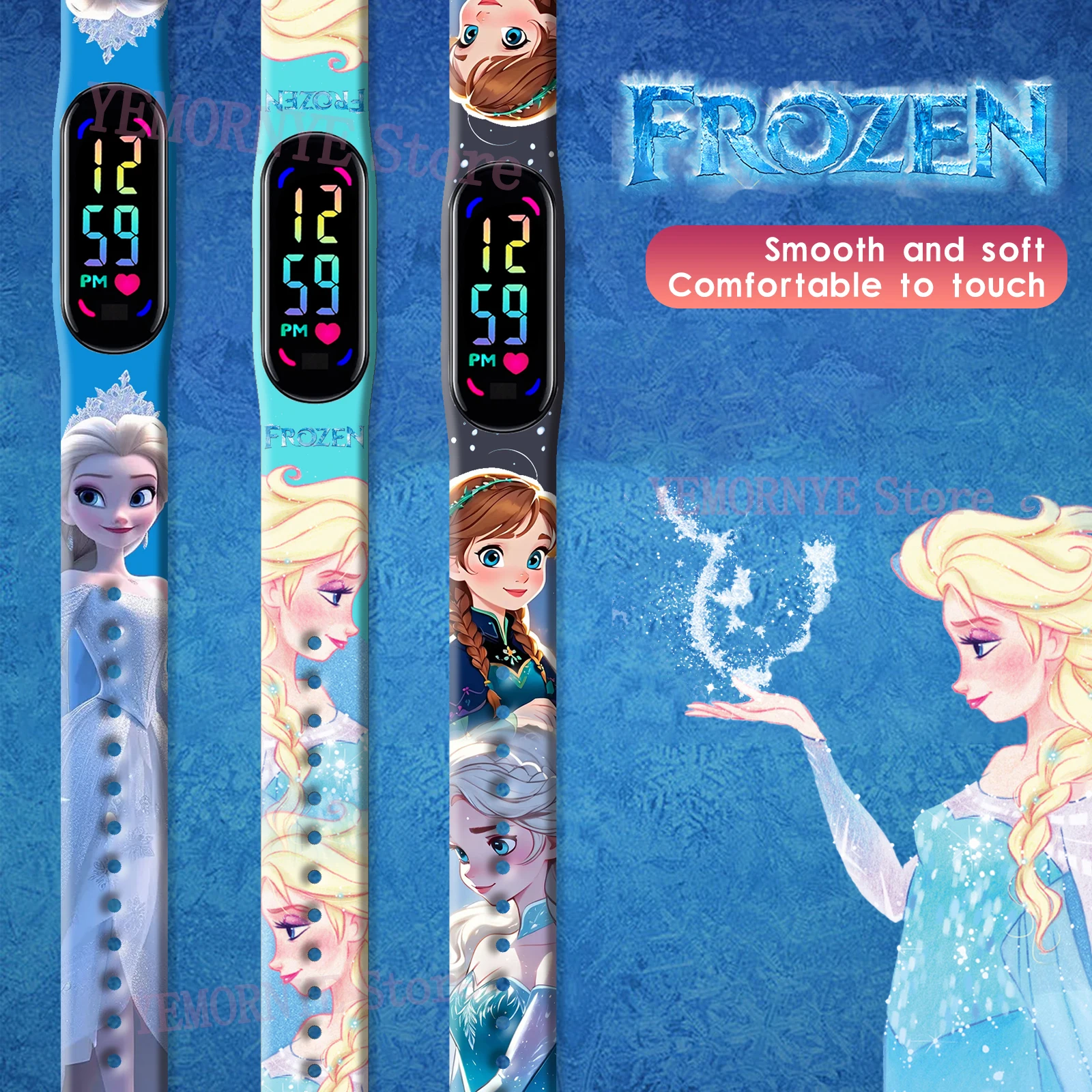 

Disney Frozen Digital Kids' Watches Anime Figures LED Luminous Watch Touch Waterproof Electronic Sports Watch Kids Birthday Gift