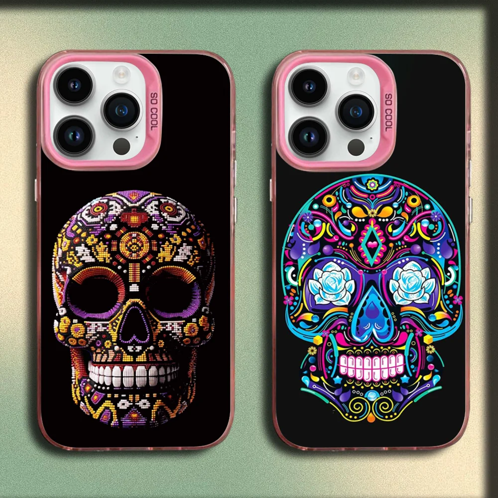 

Mexican Catrina Skull Phone Case For iPhone 16,15,14,13,12,11,Mini,Pro,MAX Pink Matte Silicone Cover