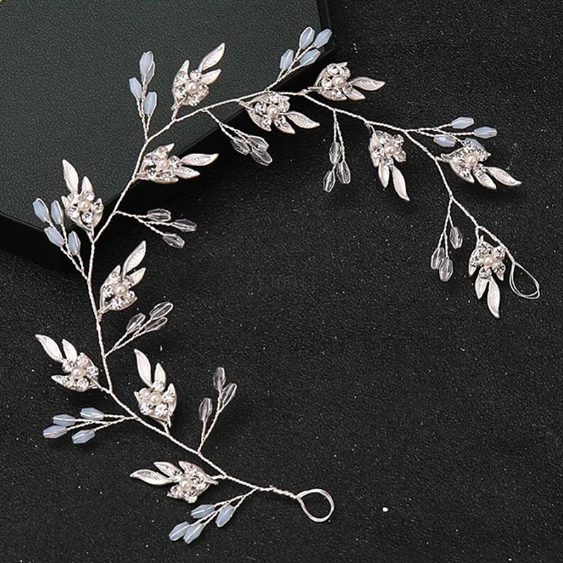 クリスタルフラワーブライダルティアラ,女性用ヘアジュエリー,ブライダルヘアバンド,パールウェディングヘッドバンド,手作りブライダルアクセサリーml