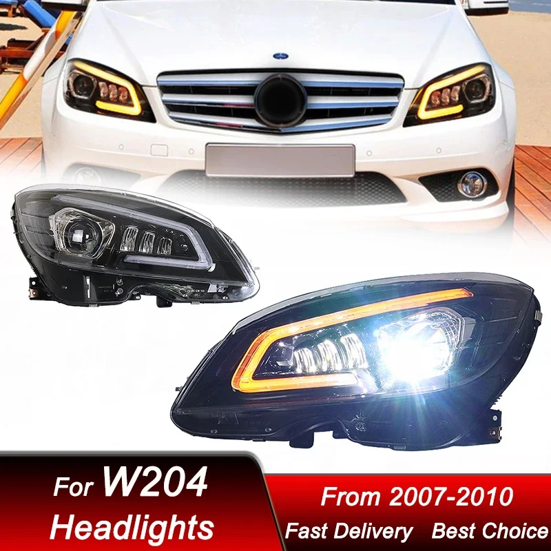 

Pop Car Headlights For Mercedes-Benz C Class W204 2007-2011 New Style Full LED Auto Headlamp Assembly Projector Lens Accessories