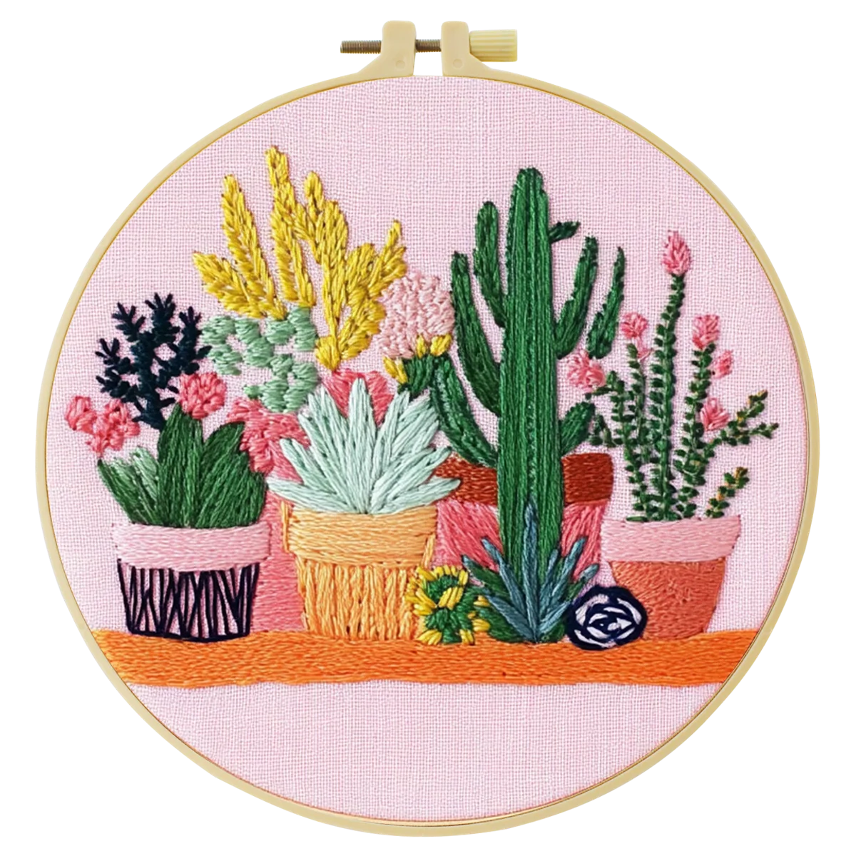 1 Stück 20X20CM/15X15CM 7,87/6,3 Zoll Topfpflanzen-Stickerei-Starter-Kit DIY-Kit DIY-Stickerei-Set für Anfänger – Detail 4
