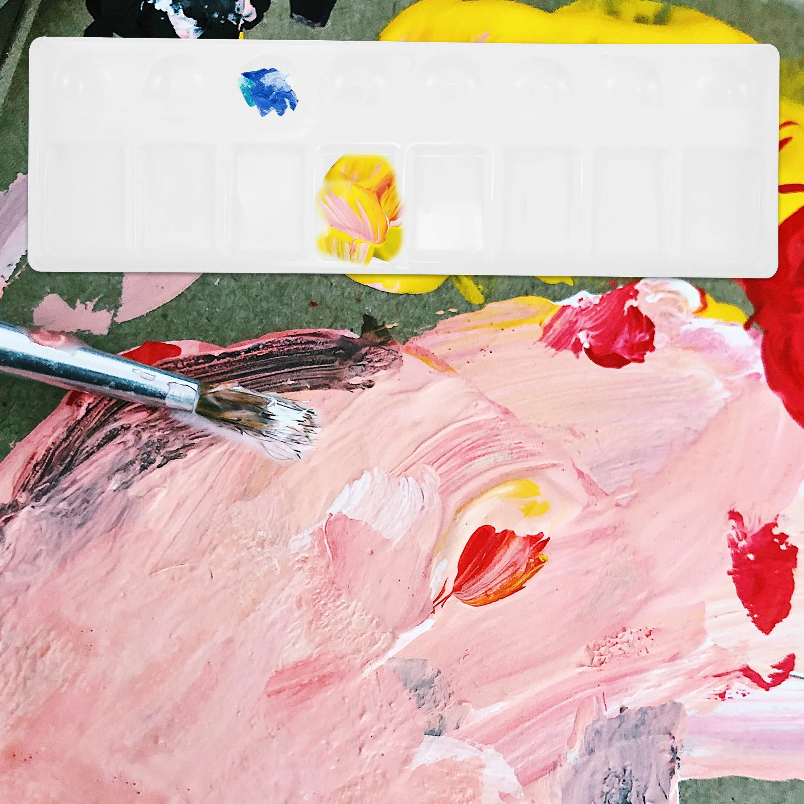 

Long Watercolor Mixer Practical Plastic Paint Palette Color Display Board Multi-Functional Pigment Tray Artist Mixing Tray