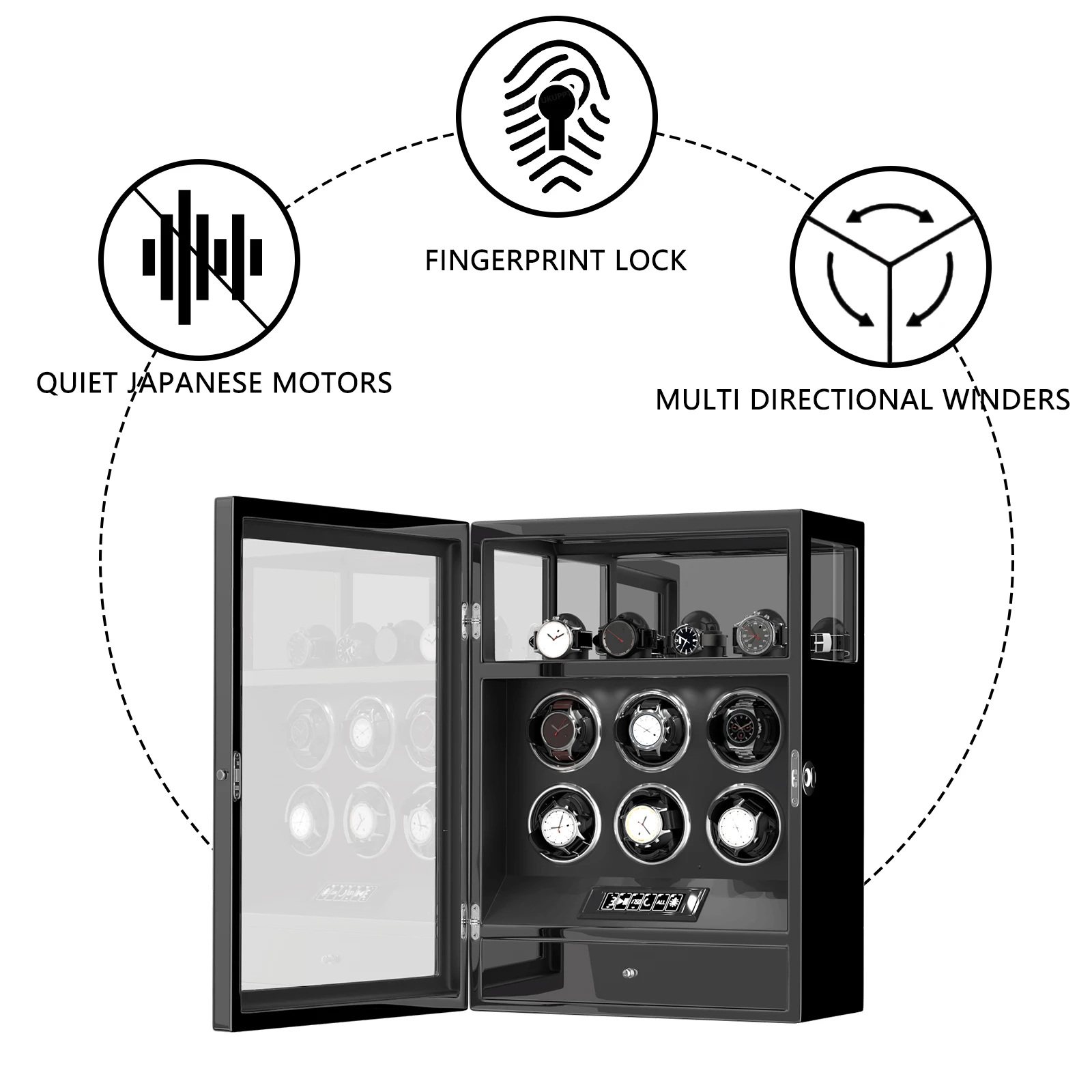 Imagem -04 - Fingerprint Unlock Ver Winder para Relógios Automáticos Safe Box com Smart Touchscreen Quiet Mabuchi Motor