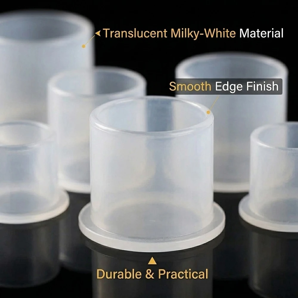 Tattoo Ink Cups Clear Plastic Self Standing Caps with Base 17mm 14mm 11mm Disposable Pigment Cups Tattoo Accessories Supplies