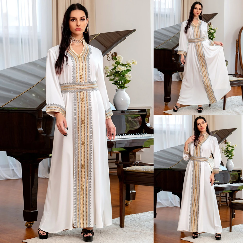 

2 Pieces Abaya Dress Set Middle East Dubai Arab Oman Islamic Muslim Women Outfits Luruxy Moroccan Jalabiya Party Clothes Outfits