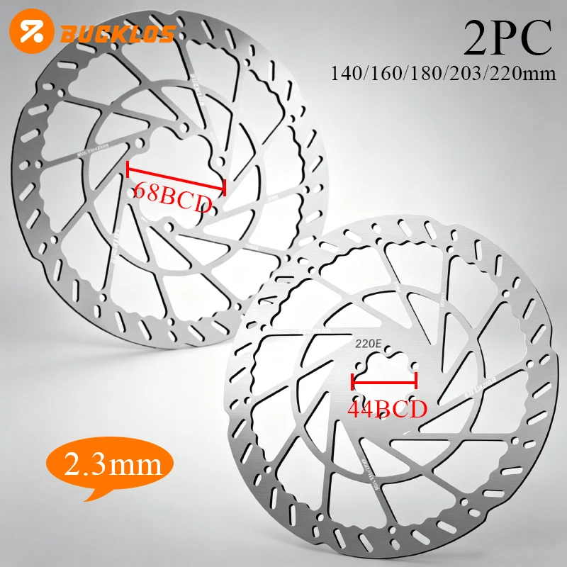 AliExpress BUCKLOS 2PC Bicycle 220mm Brake Disc 2.3mm Thicker Bicycle Rotor 140/160/180/203mm Stainless Steel Bike Disc 6-Bolt Bike Rotors