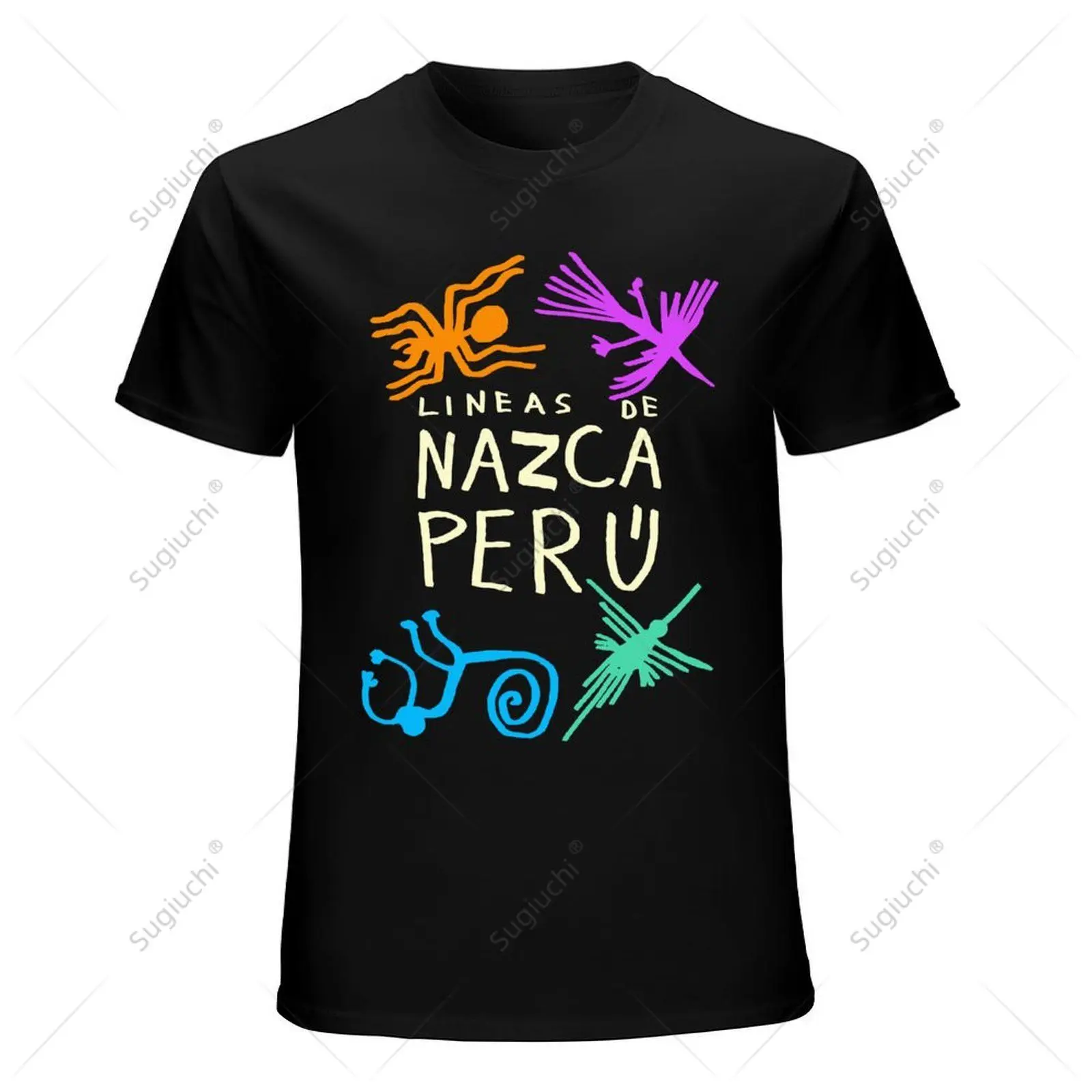 Unisex peruano linho De Nazca t-shirt, 100% algodão Tees para homens e mulheres, meninos