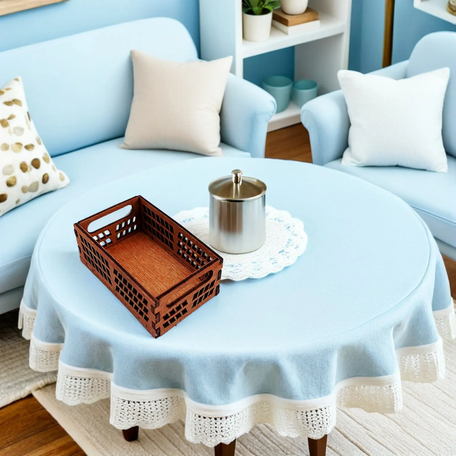 

2Pcs Miniature Wooden Storage Basket Rustic Small Crate for Mini House Micro Scene Decoration Lightweight Portable