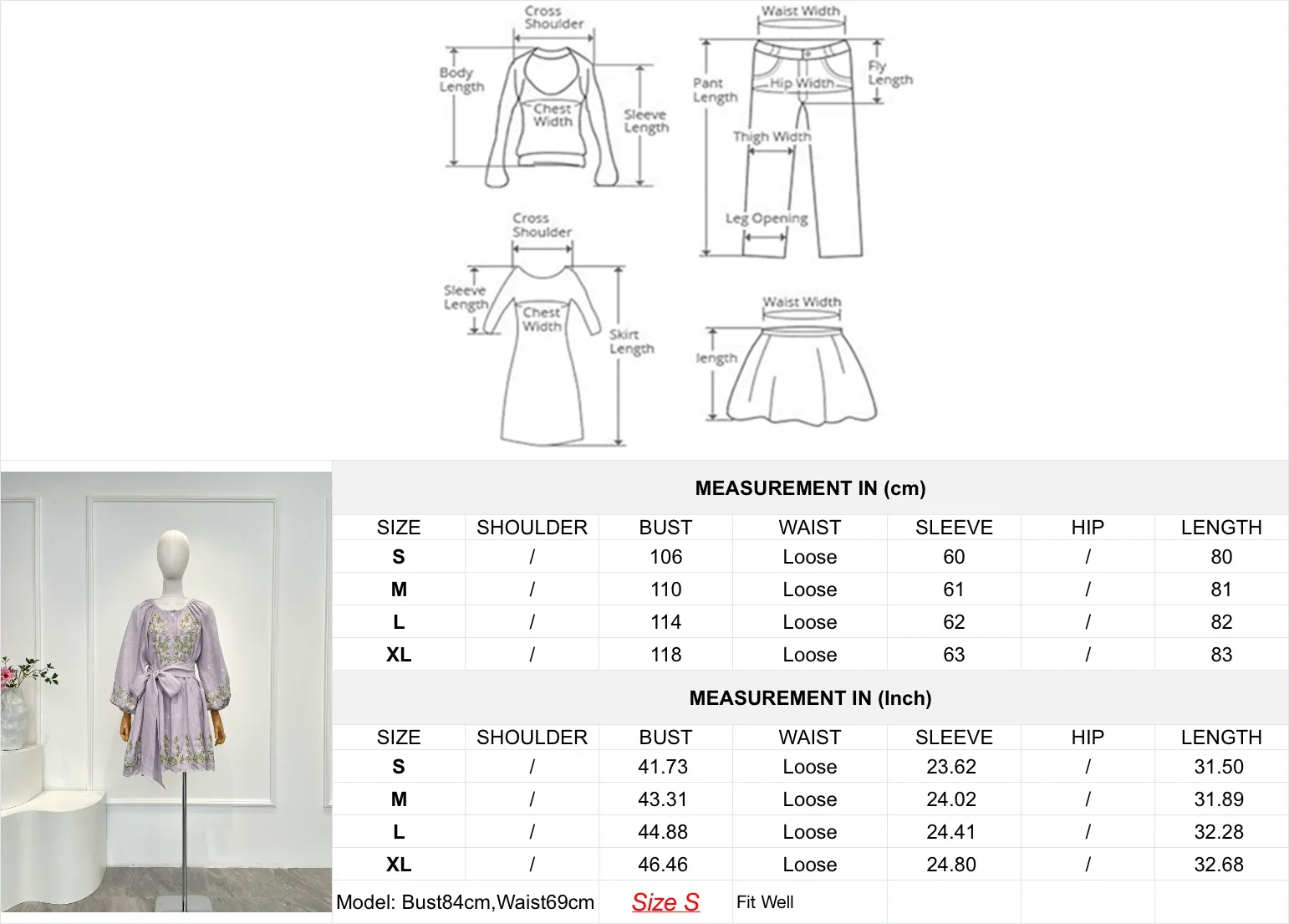 2025 New Women's Violet Vine Embroidery Long Sleeve Pleat Mini Dress High Quality Linen
