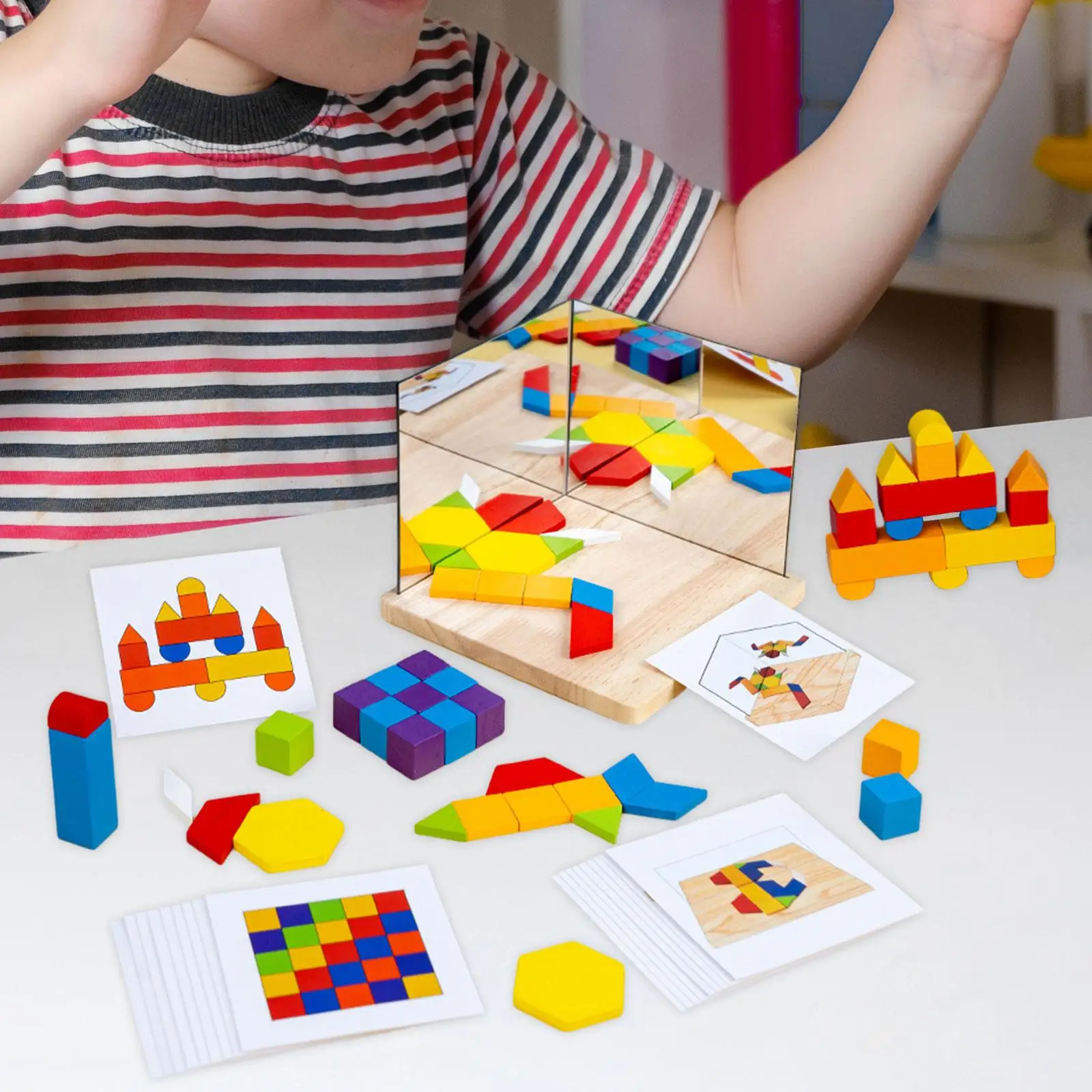 Giochi puzzle con immagini a specchio Giocattoli Montessori Blocchi di immaginazione spaziale Giocattoli educativi precoci per età 4 5 6 Regali per le vacanze delle ragazze