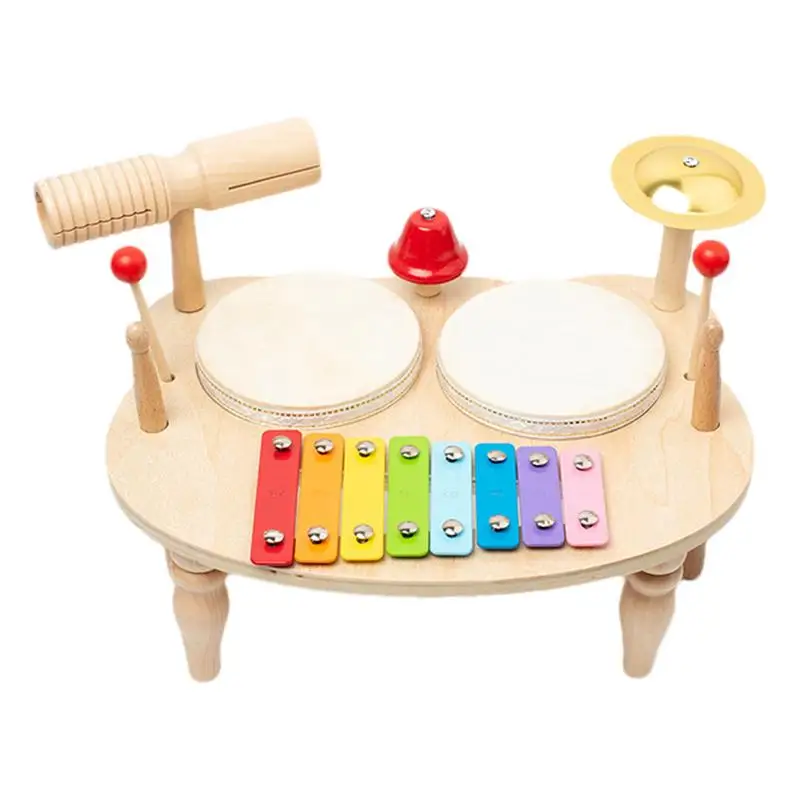 

Small Drum Set Musical Wooden Instruments Set Kids Sensory Educational Drums Fun Musical Play Drum Kit All In 1 For Boys & Girls