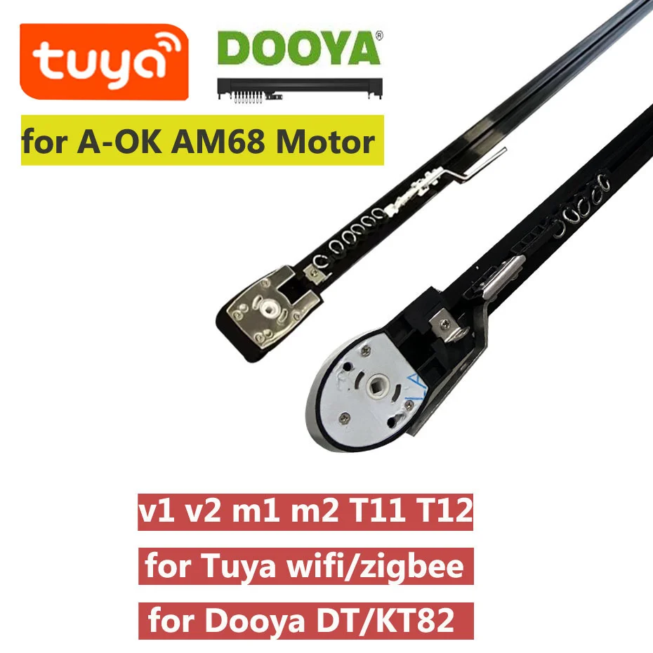 Trilha de Cortina Motorizada Silenciosa Preta para Tuya Wifi Zigbee Mini 225 mm Motor Dooya 82 Motor A-ok Am68 Cornija Ferroviária Personalizar