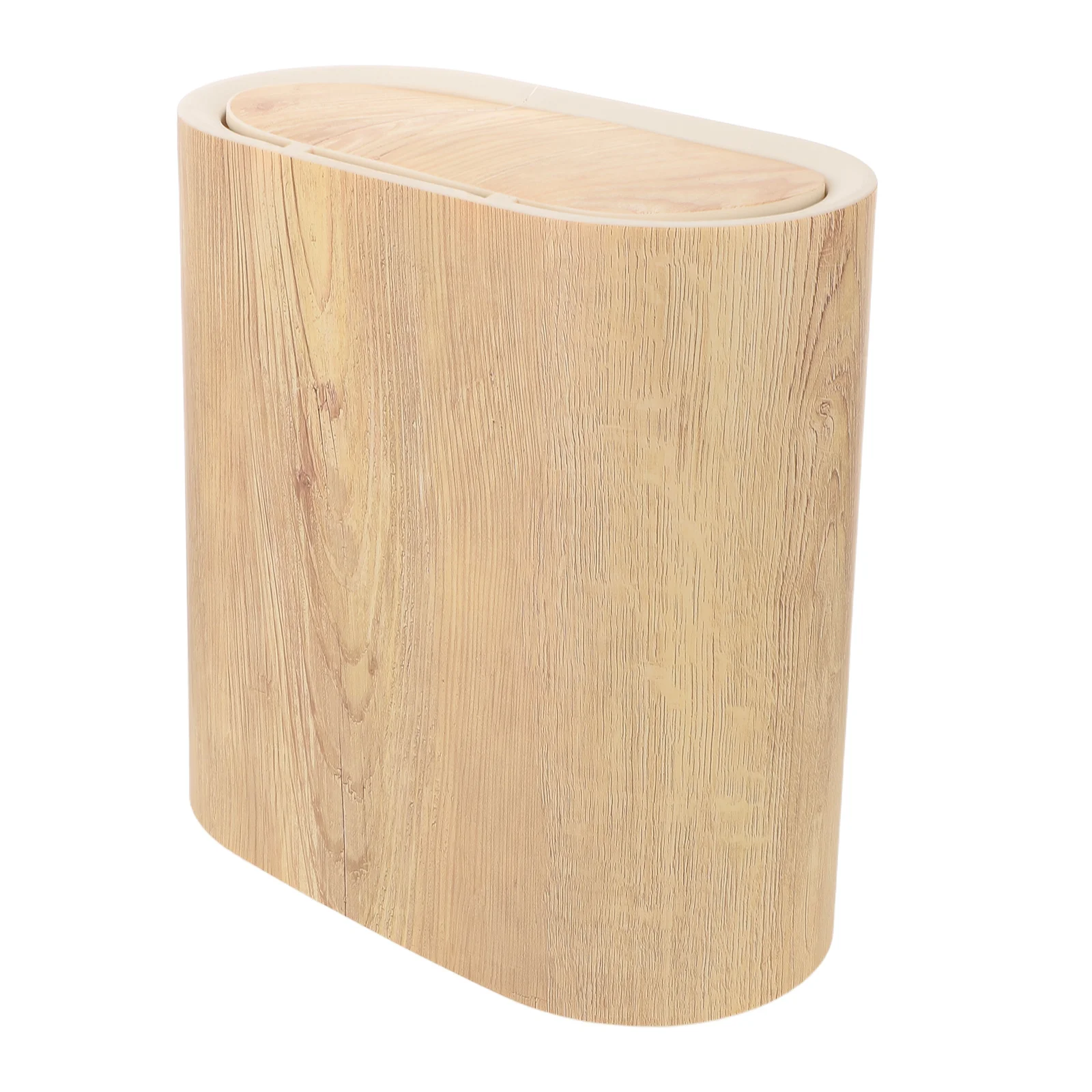 

10 Liter Slim Garbage Can with Button Lid Compact Plastic Wastebasket for Bathroom Side Space Saving Trash