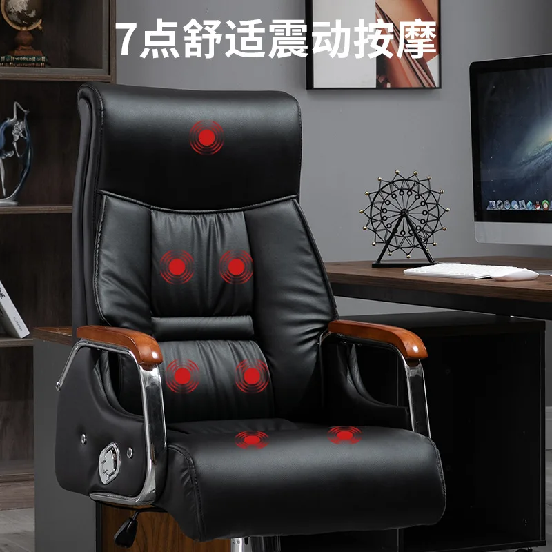 Genuine leather boss chair, reclinable office chair, rotating chair