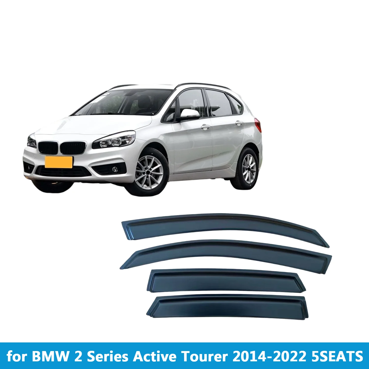 

Window Visor for BMW 2 Series Active Tourer 2014-2022 5SEATS Rain Guard Side Vent Deflector Weathershield Outside-Mount Tape On
