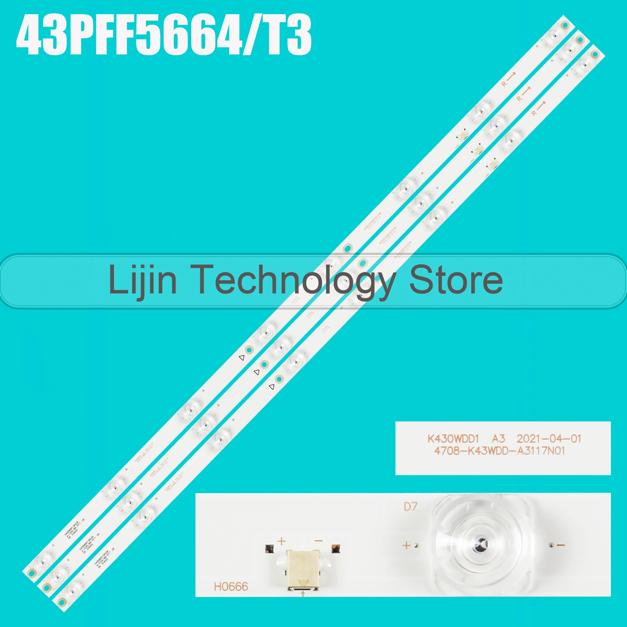 1/5/10 set LED strip For K430WDF K430WDD1 A3 43PFF5664/T3 43PFS5034 43M1 43LFA69K 43LUA69K TX-43GR300