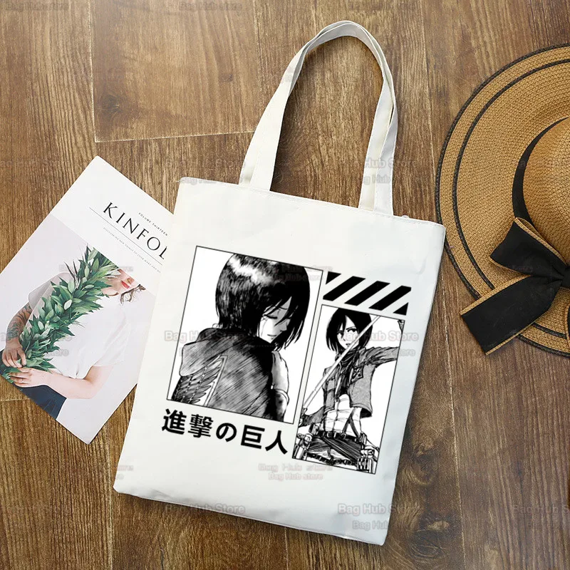 Temporada final ataque em titã sacola de compras shopper eco lona shingeki no kyojin japão anime shopper bolsas de tela saco de compras