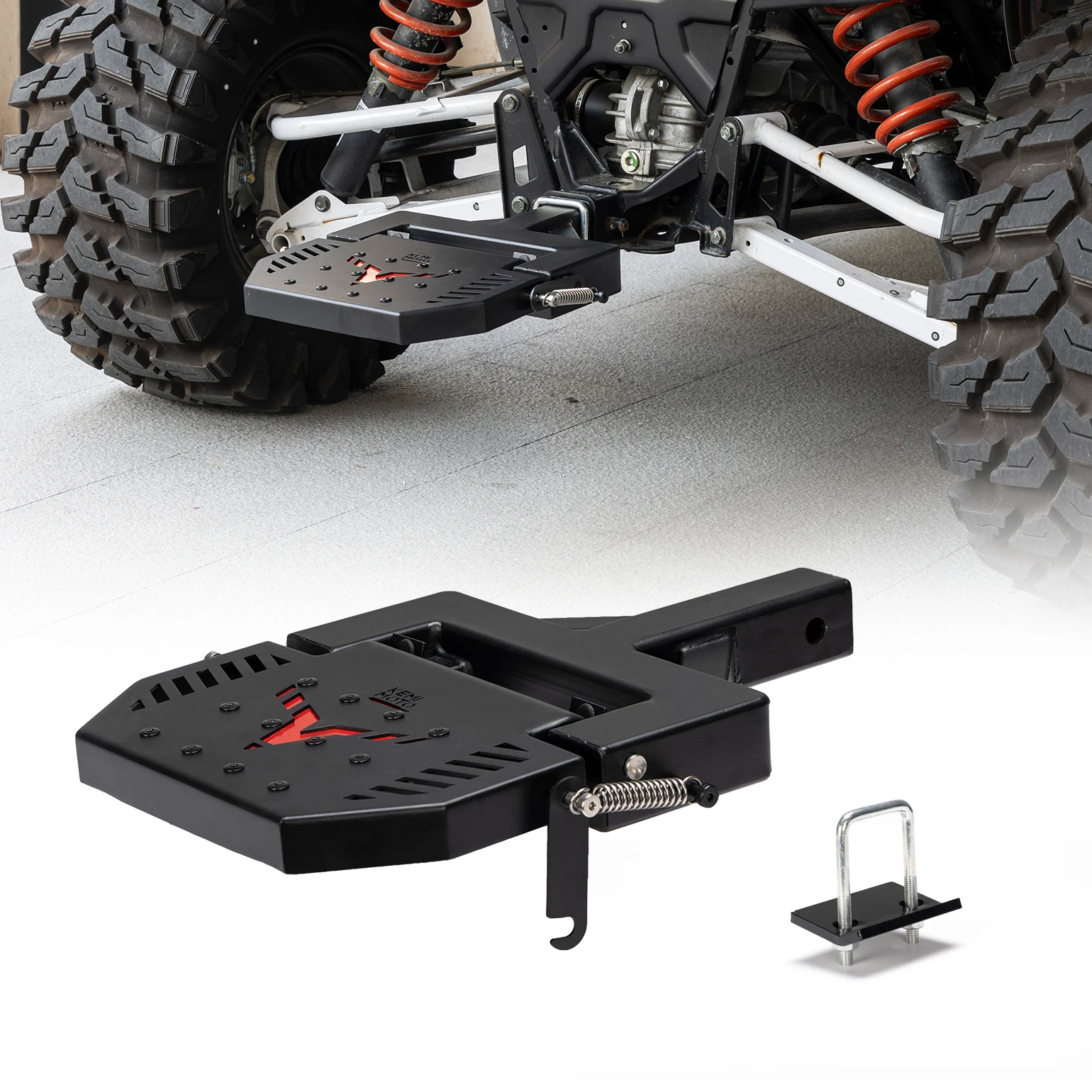 

KEMIMOTO UTV 220 lbs Hitch Step Compatible with Polaris Ranger 1000 for Defender UFORCE 1000 Step with 2 Hitch Receiver Bumper