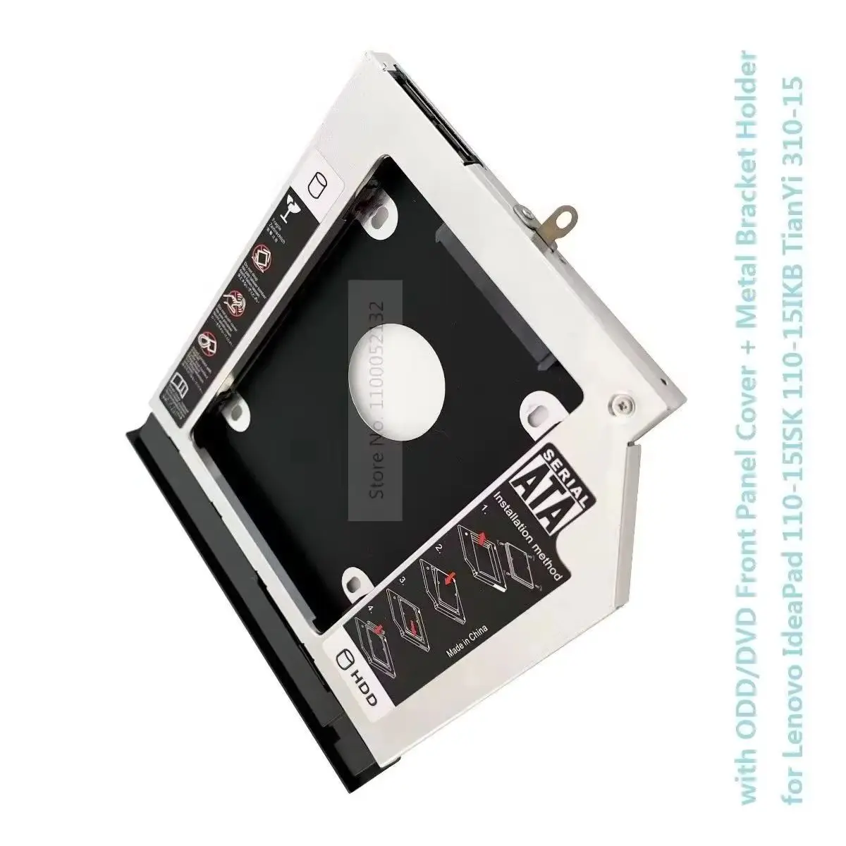 with Faceplate Front Panel 2nd 2.5 HDD Hard Drive Optical bay Caddy Bracket for Lenovo IdeaPad 110-15ISK 110-15IKB TianYi 310-15