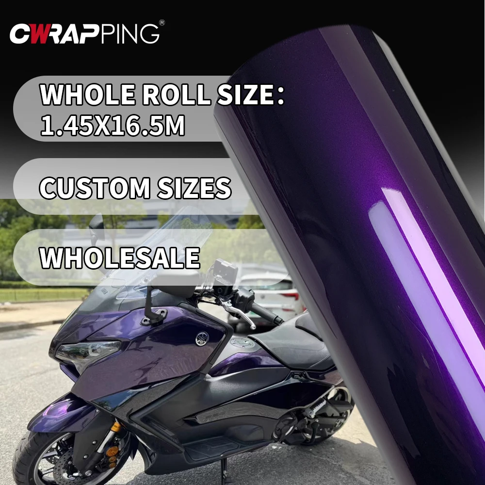 

PET Car Film Covering 145cmx300cm Auto Hood Roof Cover Midnight Purple Door Protective Film High Glossy Waterproof Car Accessory
