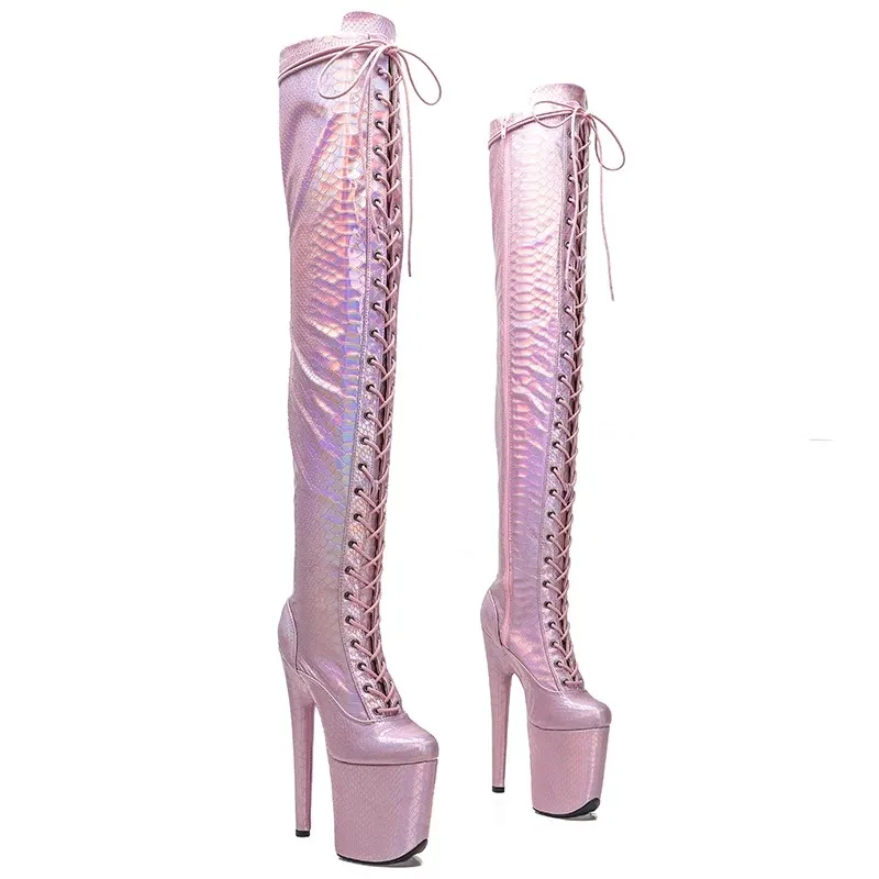 

Auman Ale New 20CM/8inches PU Upper Sexy Exotic High Heel Platform Party Women Boots Nightclubs Pole Dance Shoes 380