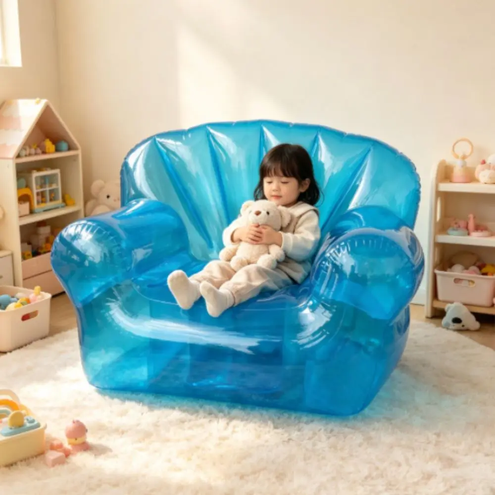 Easy‑to‑inflated Transparent Inflatable Sofa Portable Thickened PVC Air Couch Lightweight Inflatable Couch Camping